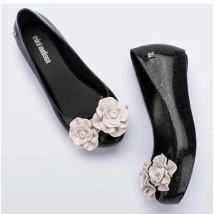 Mini Melissa Black Ultragirl Garden Ballerina Flat size 3 girls-BNIB!